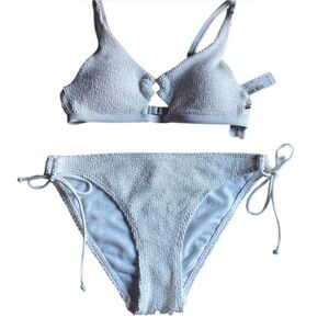 La Vie En Rose White Bikini with Textured Fabric and Adjustable Straps